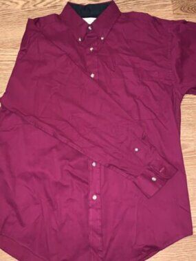 Penguin By Munsingwear Mens Oxford Shirt Red Long Sleeve Collar Medium